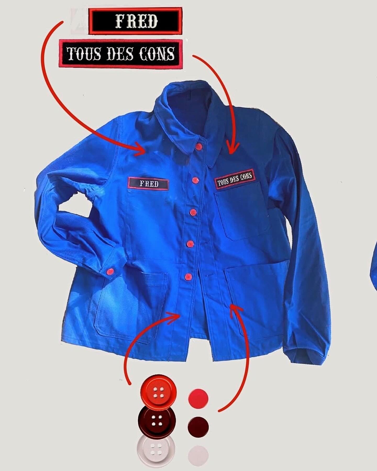 veste unisex vintage kaki "tous des cons"