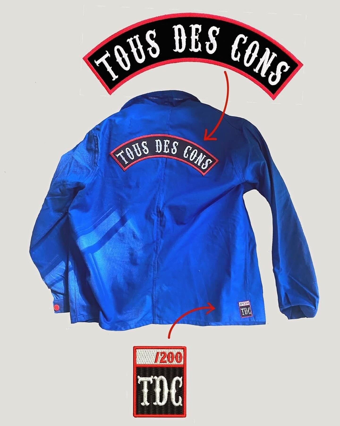 veste unisex vintage kaki "tous des cons"