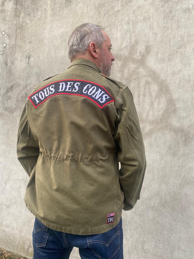 veste unisex vintage kaki "tous des cons"