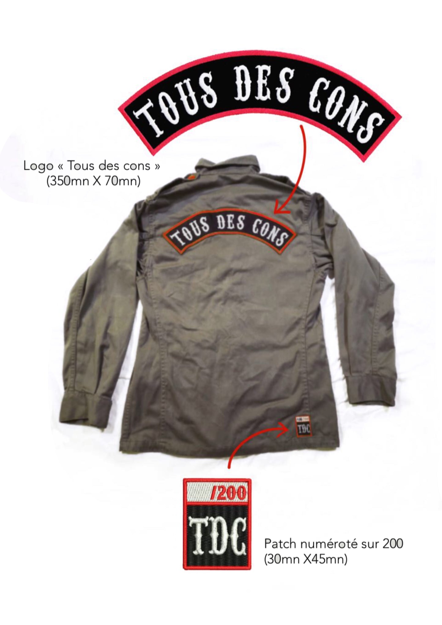 veste unisex vintage kaki "tous des cons"